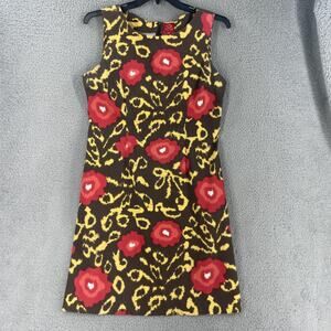 Oscar Dress by De La Renta Womens 12 Floral Sheath Cotton Stretch